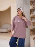 تیشرت باکسی زنانه نخ پنبه گرم بالا
